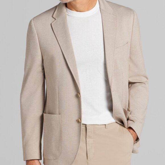 NEW Jos. A Bank Tailored Fit Comfort Stretch Tan Blazer Sport Coat Jacket Medium - Picture 1 of 2
